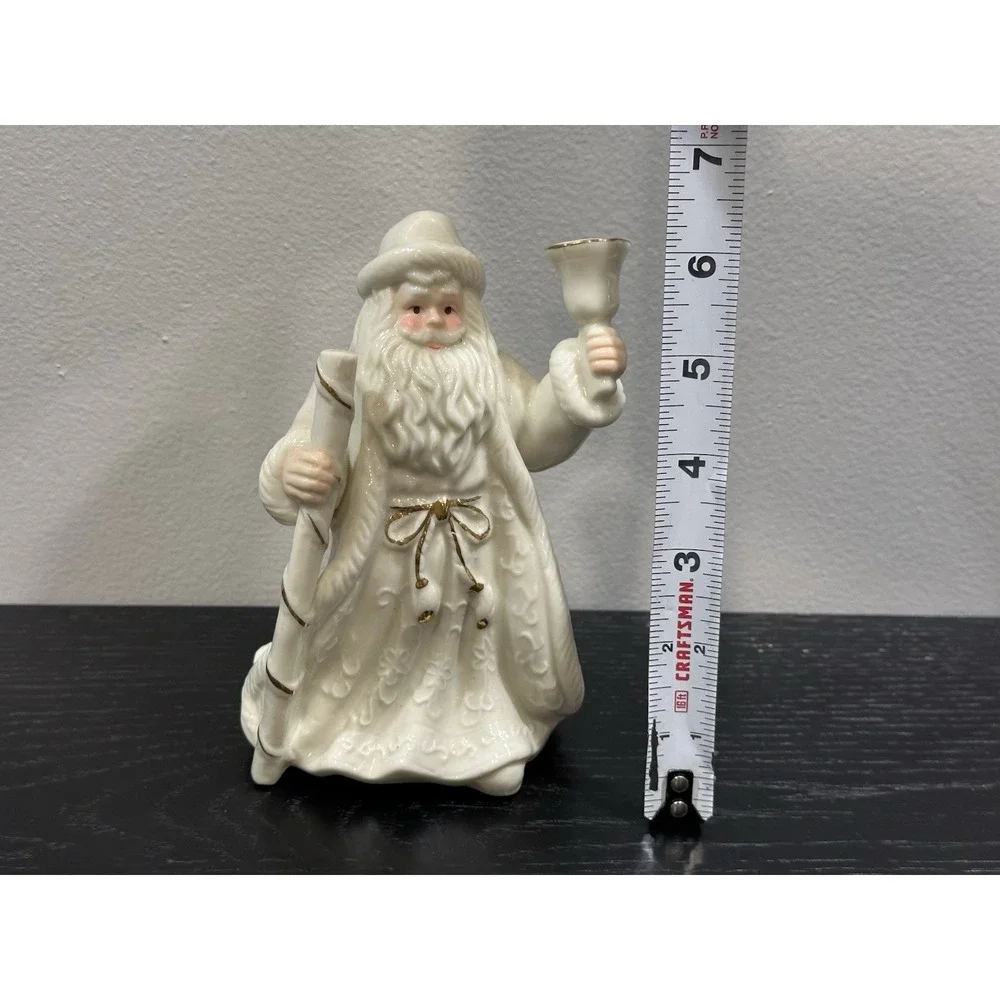 Vintage K's Collection White Porcelain Santa Claus‎ Figurine Gold Bell Staff 6